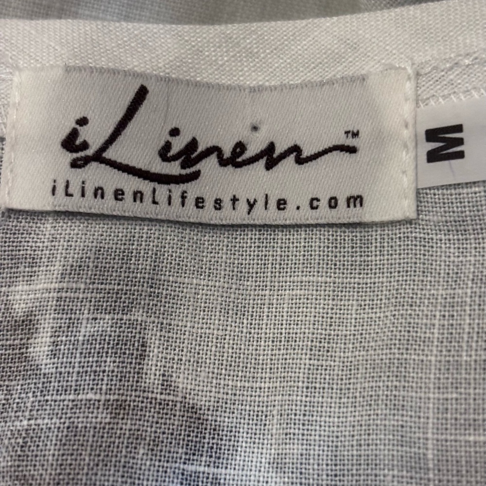 iLinen Linen Dress Watercolor Blue Flower, Medium, Chic Elegant Beach Classy - Picture 13 of 13
